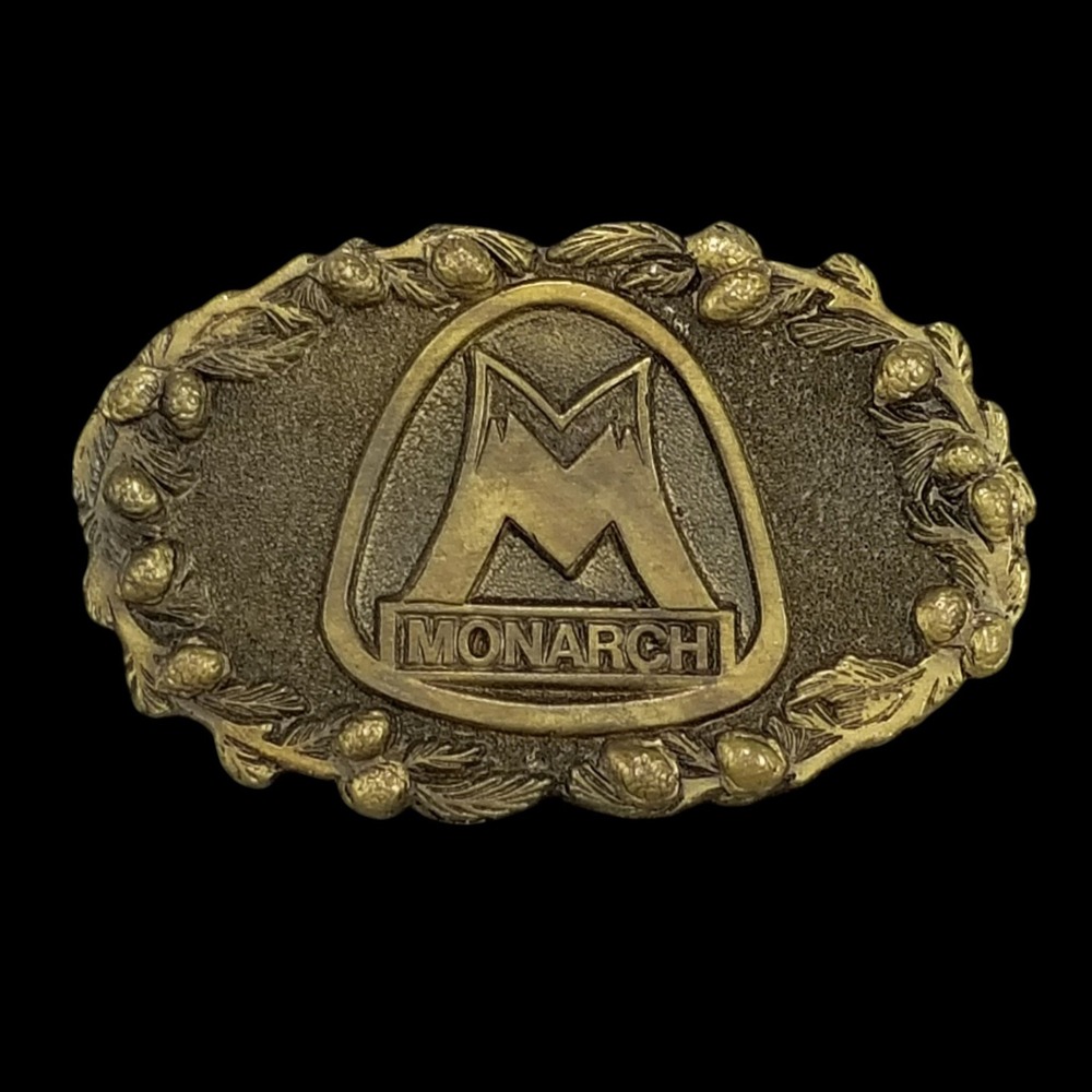 Vintage 1978 Monarch Belt Buckle Adezy Denver Solid Brass Mountain Logo USA Made - Picture 3 of 9